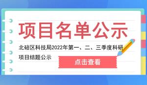 北碚區(qū) | 關(guān)于2022年第一、二、三季度科研項目結(jié)題的公示