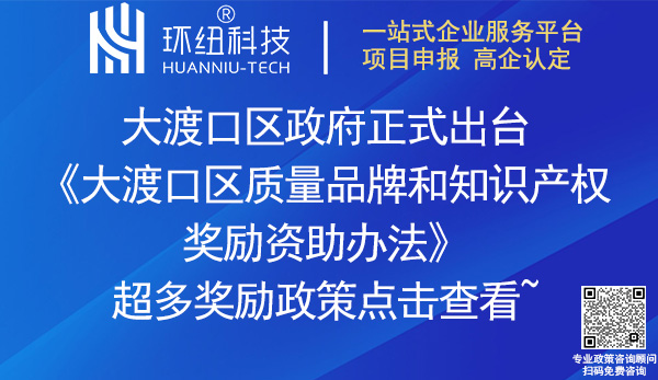 大渡口區(qū)質(zhì)量品牌和知識產(chǎn)權(quán)獎勵資助辦法